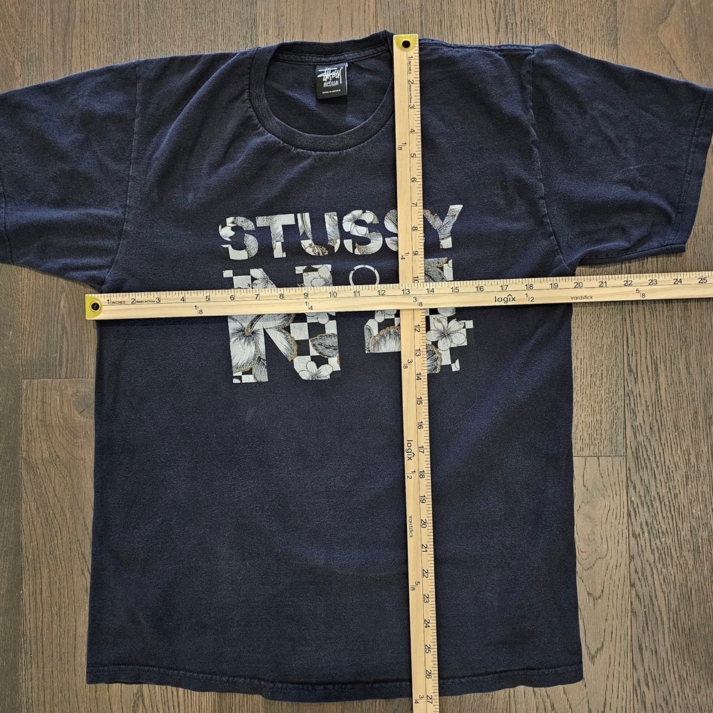 Vintage Stüssy "No.4 Flower Check" Stussy T-Shirt Men's Size Medium - Picture 3 of 4